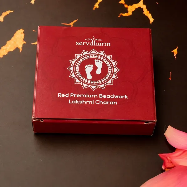Fabric_&_Bead_Red_Lakshmi_Charan_For_Diwali_Puja_-_Pack_Of_2