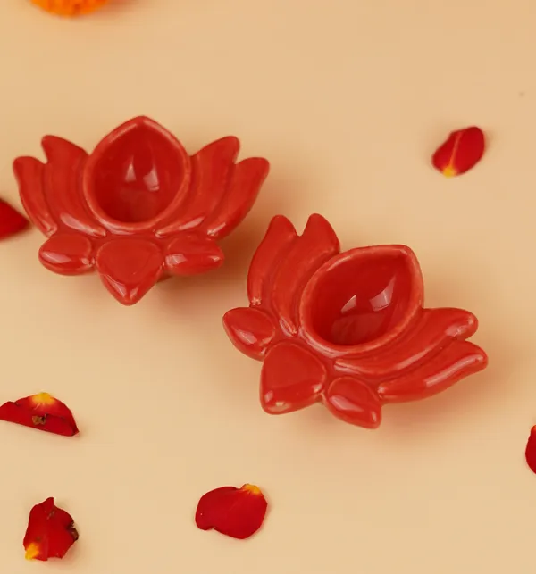 Red_Ceramic_Kamal_Diya_Set_Of_2