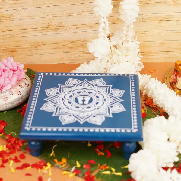 Aipan_Laxmi_Charan_Wood_Pooja_Chowki_11X11_Inch