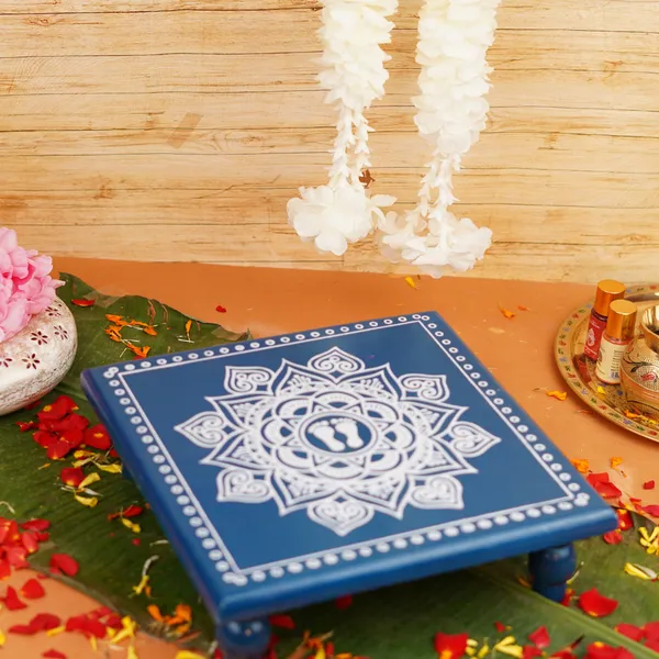 Aipan_Laxmi_Charan_Wood_Pooja_Chowki_11X11_Inch