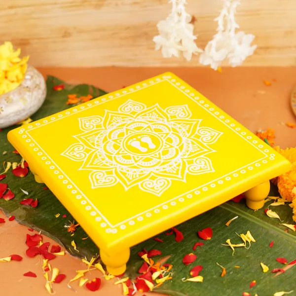 Wooden_Aipan_Lakshmi_Charan_Pooja_Chowki_11X11_Inch