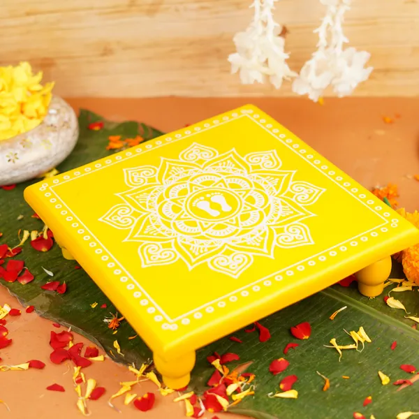 Wooden_Aipan_Lakshmi_Charan_Pooja_Chowki_11X11_Inch
