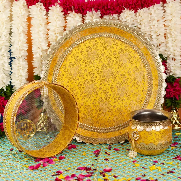 Yellow_Metal_&_Pearl_Traditional_Karwa_Chauth_Thali