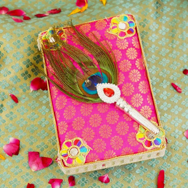 Sterling_Silver_Mor_Chhadi_With_Peacock_Feather_Wooden_Base