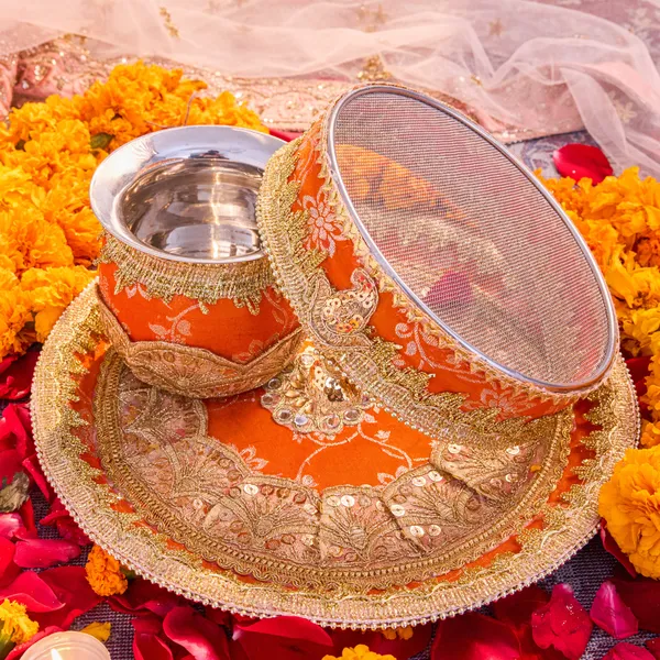 Orange_Metal_Karwa_Chauth_Thali_Set_Pack_Of_9