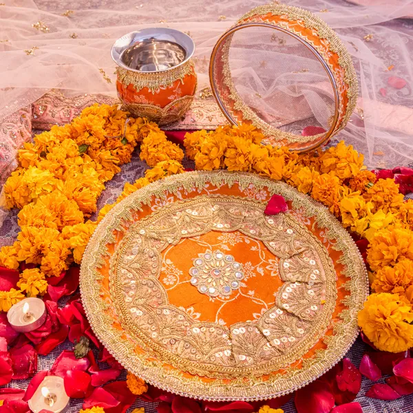 Orange_Metal_Karwa_Chauth_Thali_Set_Pack_Of_9