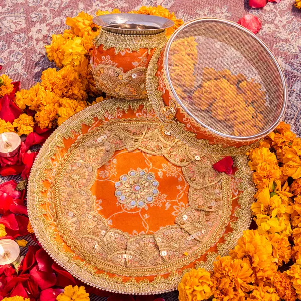 Orange_Metal_Karwa_Chauth_Thali_Set_Pack_Of_9