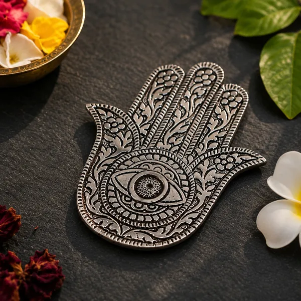 Silver-Plated_Hamsa_Hand_Agarbatti_Holder_4.5_Inch