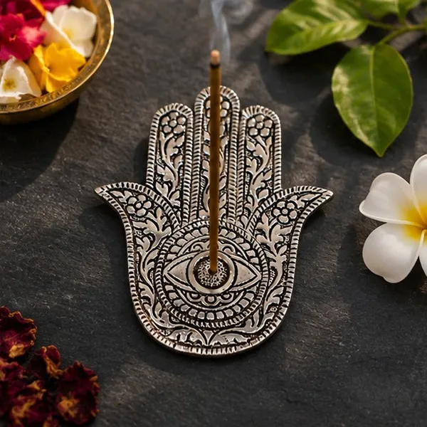 Silver-Plated_Hamsa_Hand_Agarbatti_Holder_4.5_Inch
