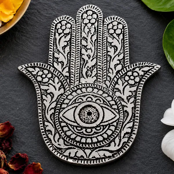 Silver-Plated_Hamsa_Hand_Agarbatti_Holder_4.5_Inch