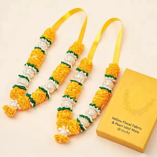 Yellow_Fabric_Pearl_Floral_Idol_Mala_9_Inch_-_Pack_Of_2