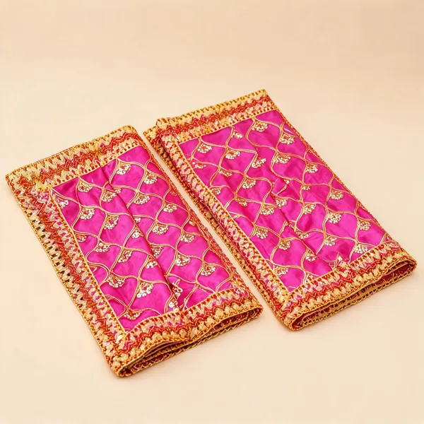 Fabric_Festive_Hot_Pink_Golden_Mata_Chunri_26X10_Inch_-_Pack_Of_2