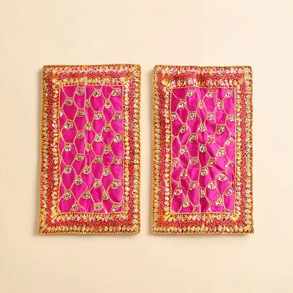 Fabric_Festive_Hot_Pink_Golden_Mata_Chunri_26X10_Inch_-_Pack_Of_2