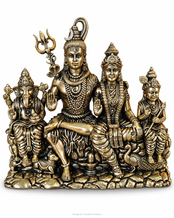 Metal_Antique_Gold_Tone_Shiva_Parvati_Family_Idol_Sculpture