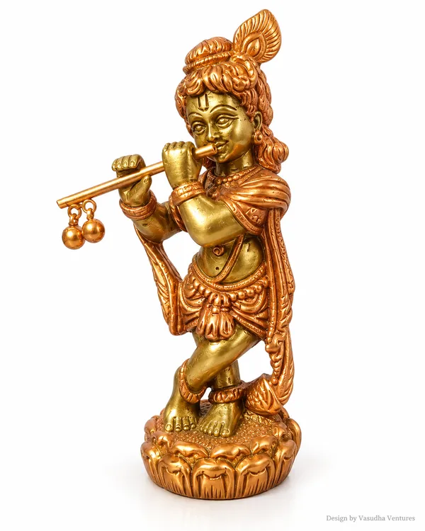 Metal_Gold_Copper_Tone_Flute_Playing_Krishna_Idol