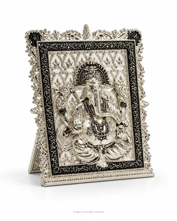 Silver_Tone_Traditional_Ganesha_Framed_Idol