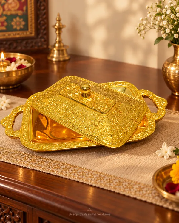 Gold_Tone_Traditional_Floral_Covered_Serving_Dish