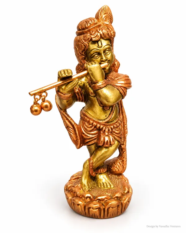 Metal_Gold_Copper_Tone_Flute_Playing_Krishna_Idol