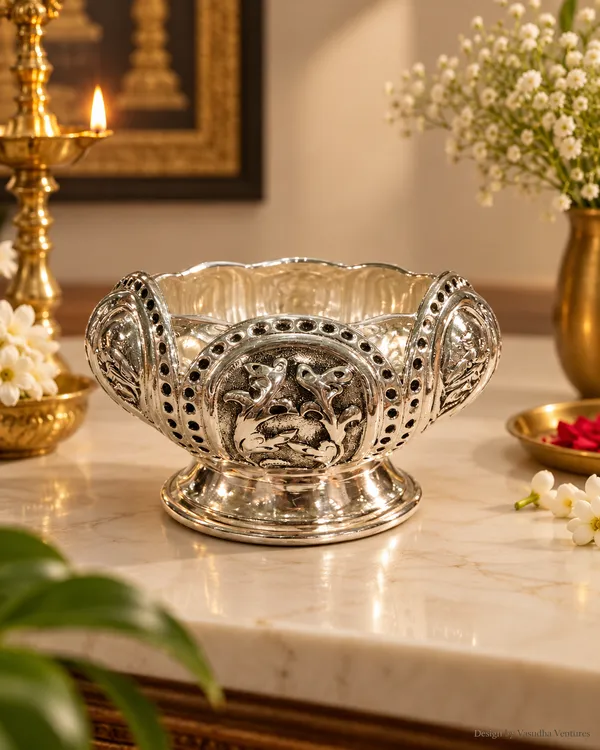 Silver_Tone_Traditional_Floral_Bird_Motif_Decorative_Bowl