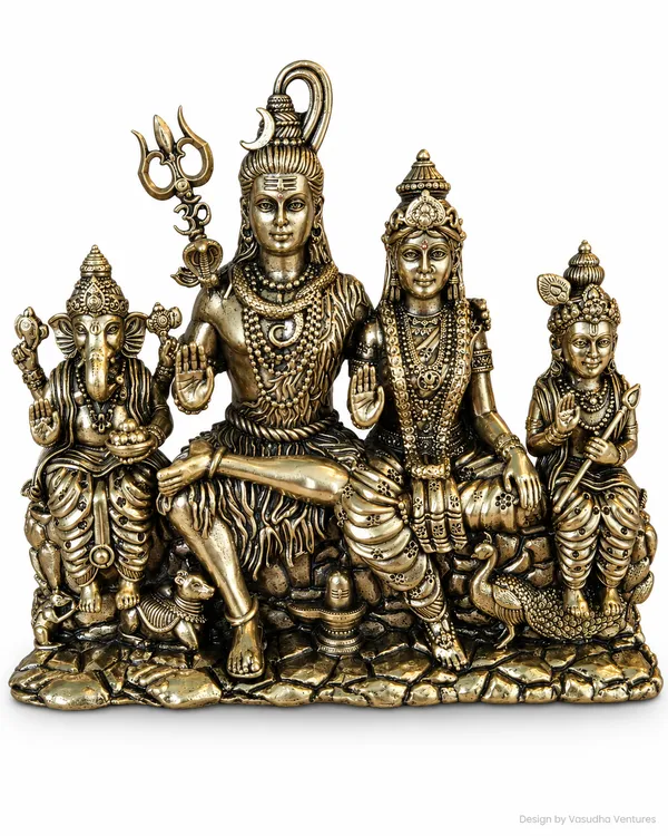 Metal_Antique_Gold_Tone_Shiva_Parvati_Family_Idol_Sculpture