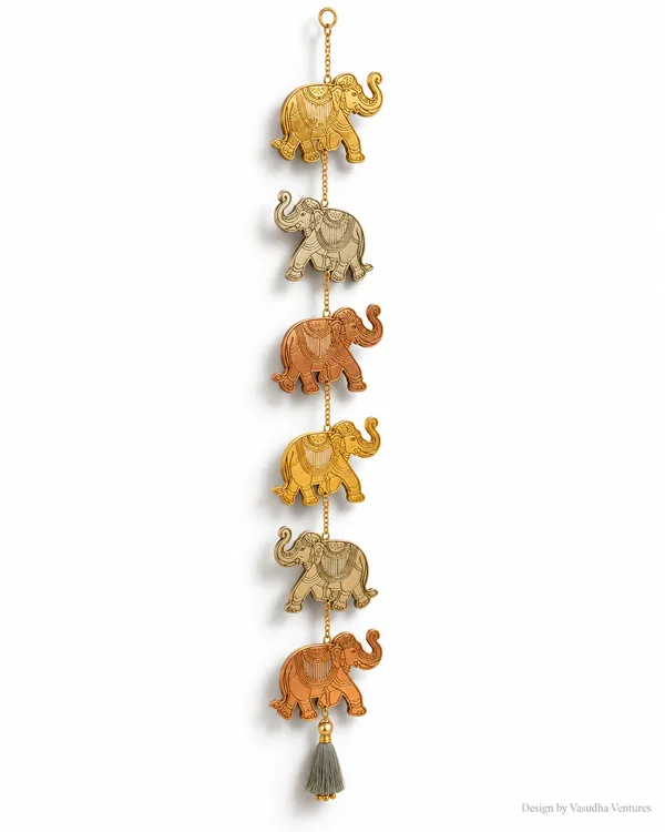 Metal_Gold_Tone_Traditional_Elephant_Motif_Wall_Hanging