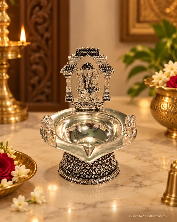 Metal_Traditional_Ganesha_Embossed_Diya
