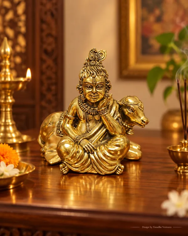 Gold_Tone_Traditional_Krishna_With_Cow_Idol