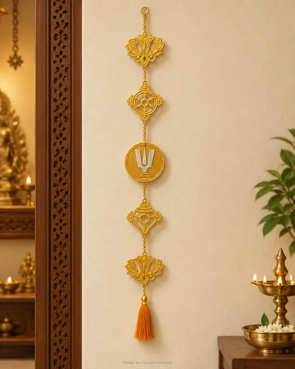 Metal_Gold_Tone_Vaishnav_Lotus_Religious_Wall_Hanging