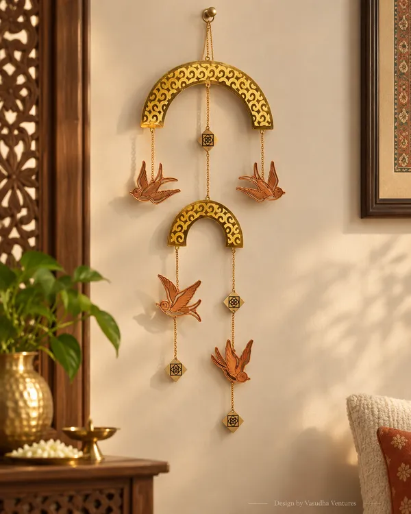 Metal_Gold_Copper_Tone_Scrollwork_Bird_Motif_Hanging_Decor