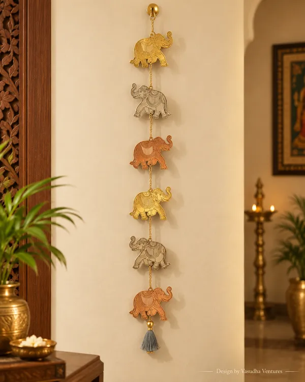 Metal_Gold_Tone_Traditional_Elephant_Motif_Wall_Hanging