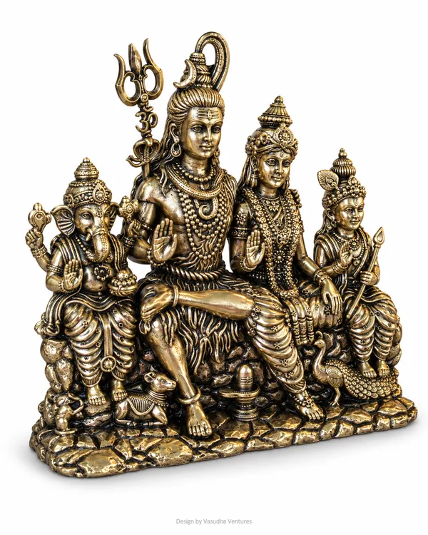 Metal_Antique_Gold_Tone_Shiva_Parvati_Family_Idol_Sculpture