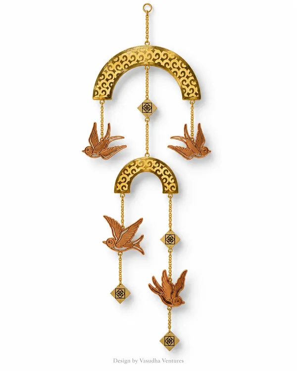 Metal_Gold_Copper_Tone_Scrollwork_Bird_Motif_Hanging_Decor