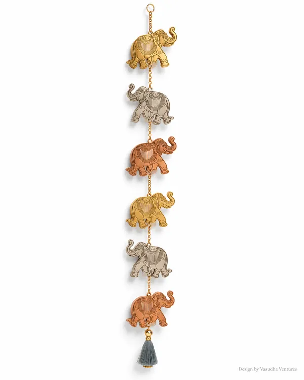 Metal_Gold_Tone_Traditional_Elephant_Motif_Wall_Hanging