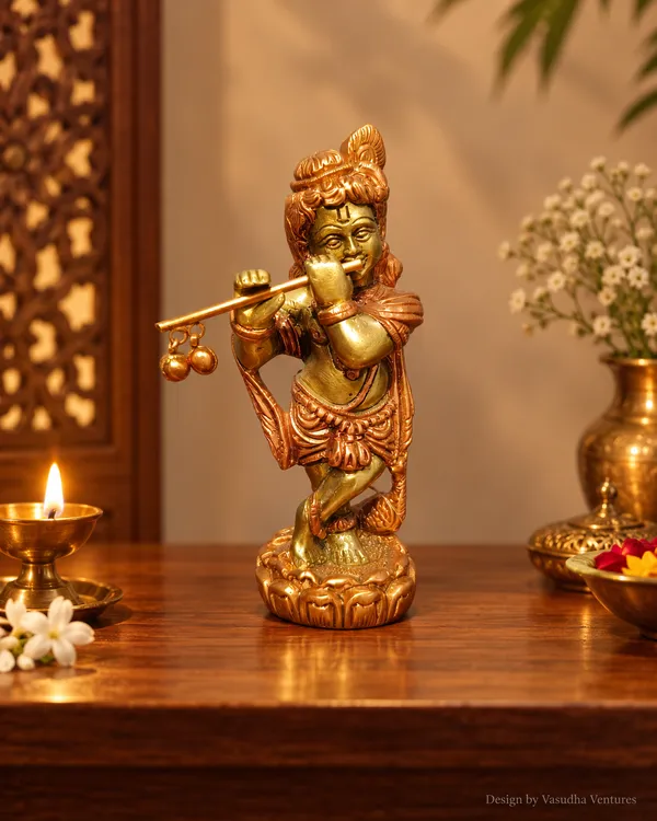 Metal_Gold_Copper_Tone_Flute_Playing_Krishna_Idol