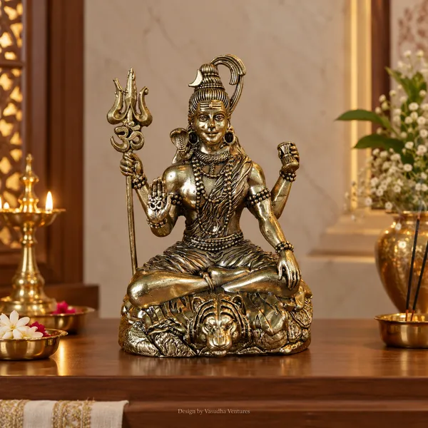 Metal_Antique_Gold_Tone_Meditating_Shiva_Idol