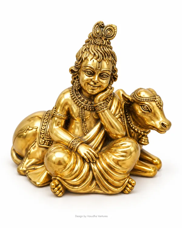 Gold_Tone_Traditional_Krishna_With_Cow_Idol