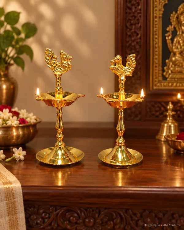 Brass_Traditional_Peacock_Design_Diya_Set