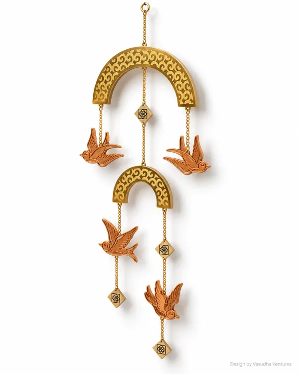 Metal_Gold_Copper_Tone_Scrollwork_Bird_Motif_Hanging_Decor