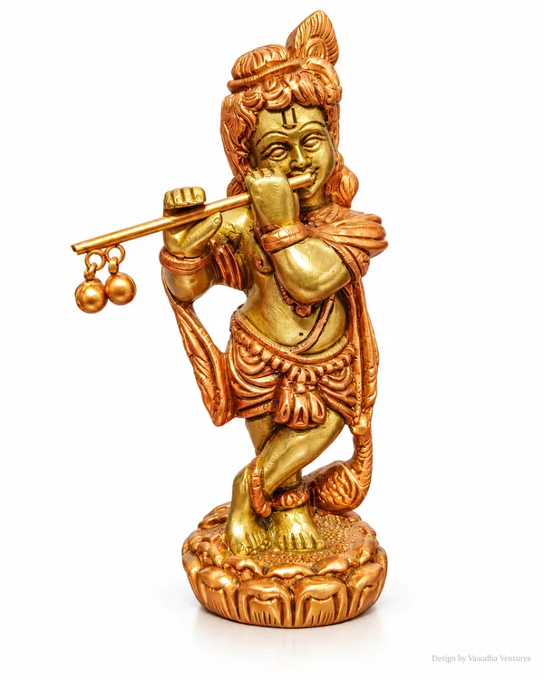 Metal_Gold_Copper_Tone_Flute_Playing_Krishna_Idol