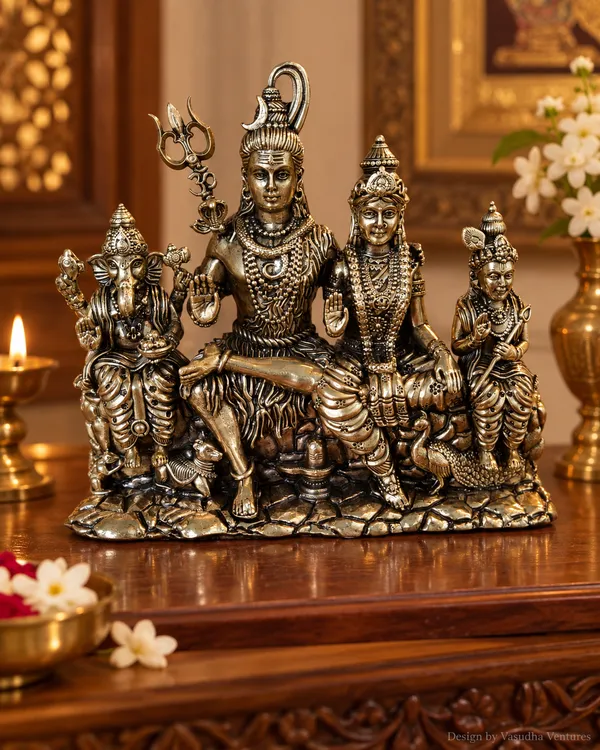 Metal_Antique_Gold_Tone_Shiva_Parvati_Family_Idol_Sculpture