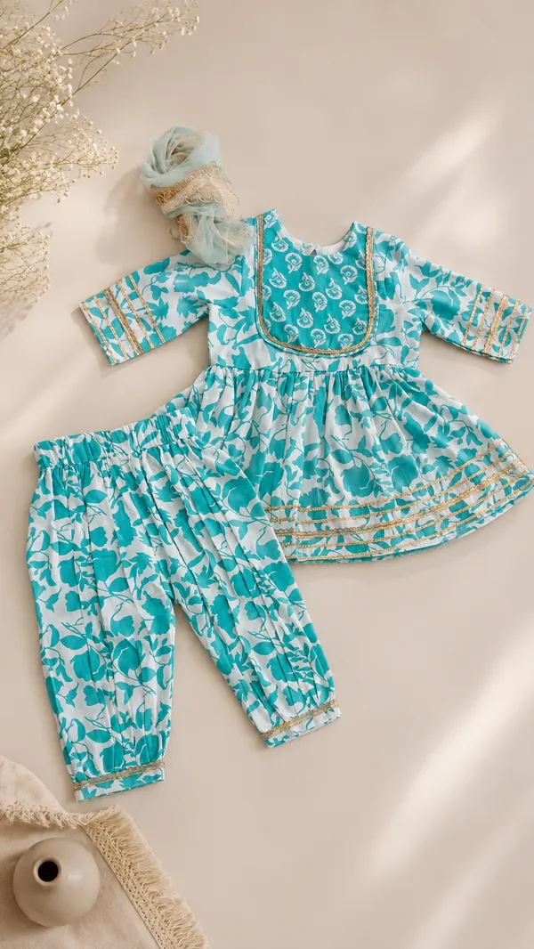 Turquoise_Printed_Ethnic_Dress_Set_for_Baby_Girls