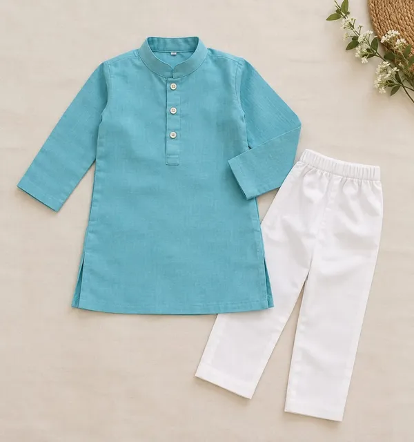 Blue_Printed_Kurta_Set_for_Boys