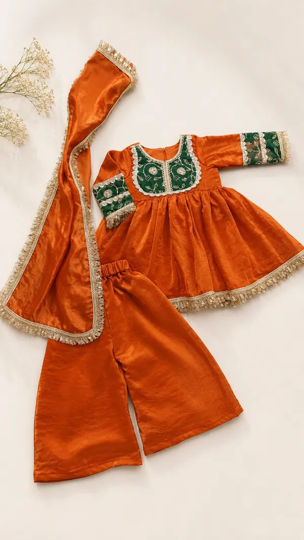 Orange_Velvet_Anarkali_Suit_Set_for_Girls