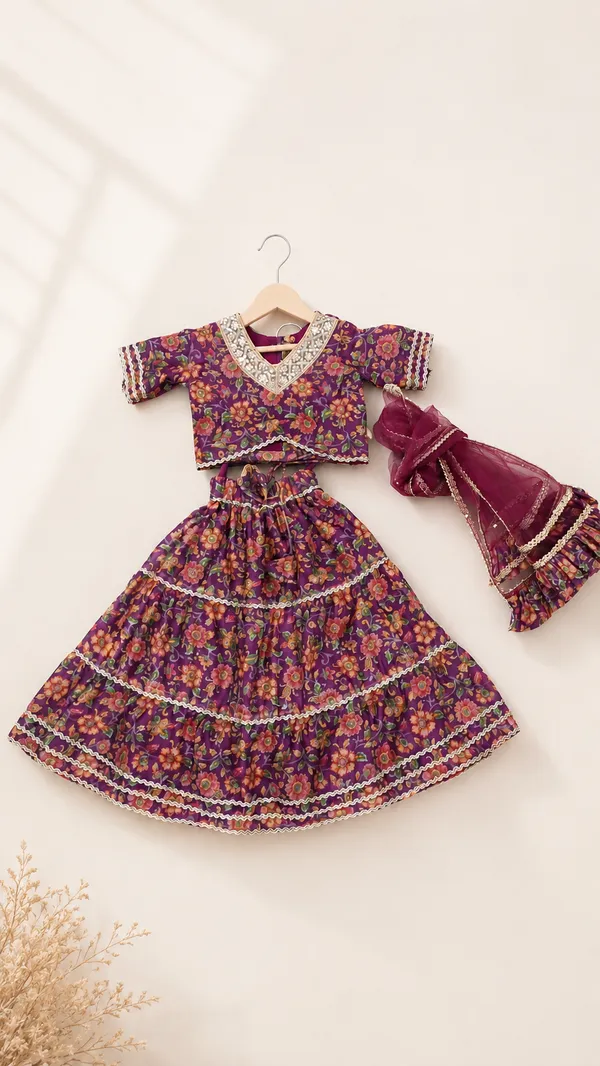Purple_Floral_Print_Lehenga_Choli_Set_for_Girls