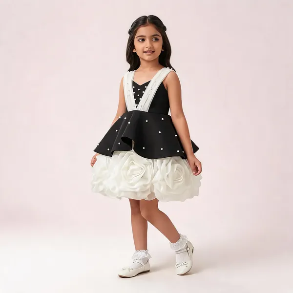 Black_And_White_Sleeveless_Party_Dress_for_Girls
