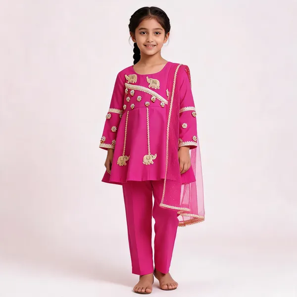 Pink_Embellished_Ethnic_Kurta_Set_for_Girls