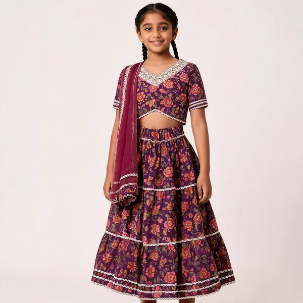 Purple_Floral_Print_Lehenga_Choli_Set_for_Girls
