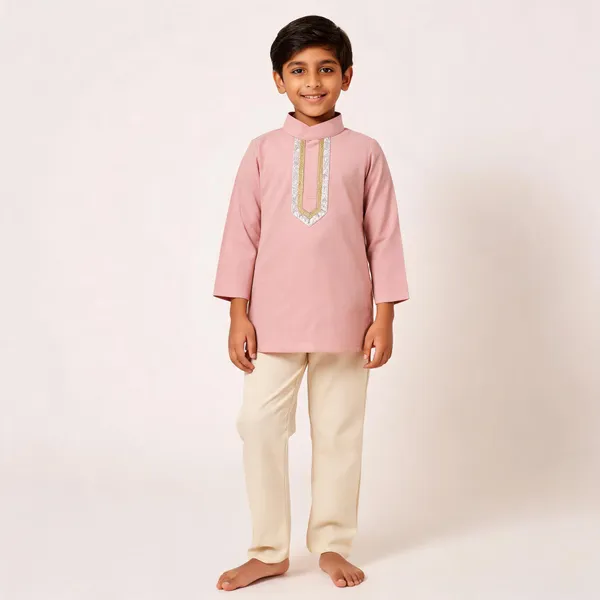 Pink_Kurta_With_Cream_Pajama_Set_for_Boys