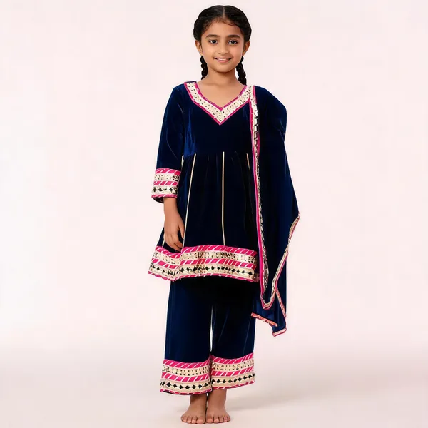 Navy_Blue_Velvet_Anarkali_Set_for_Girls