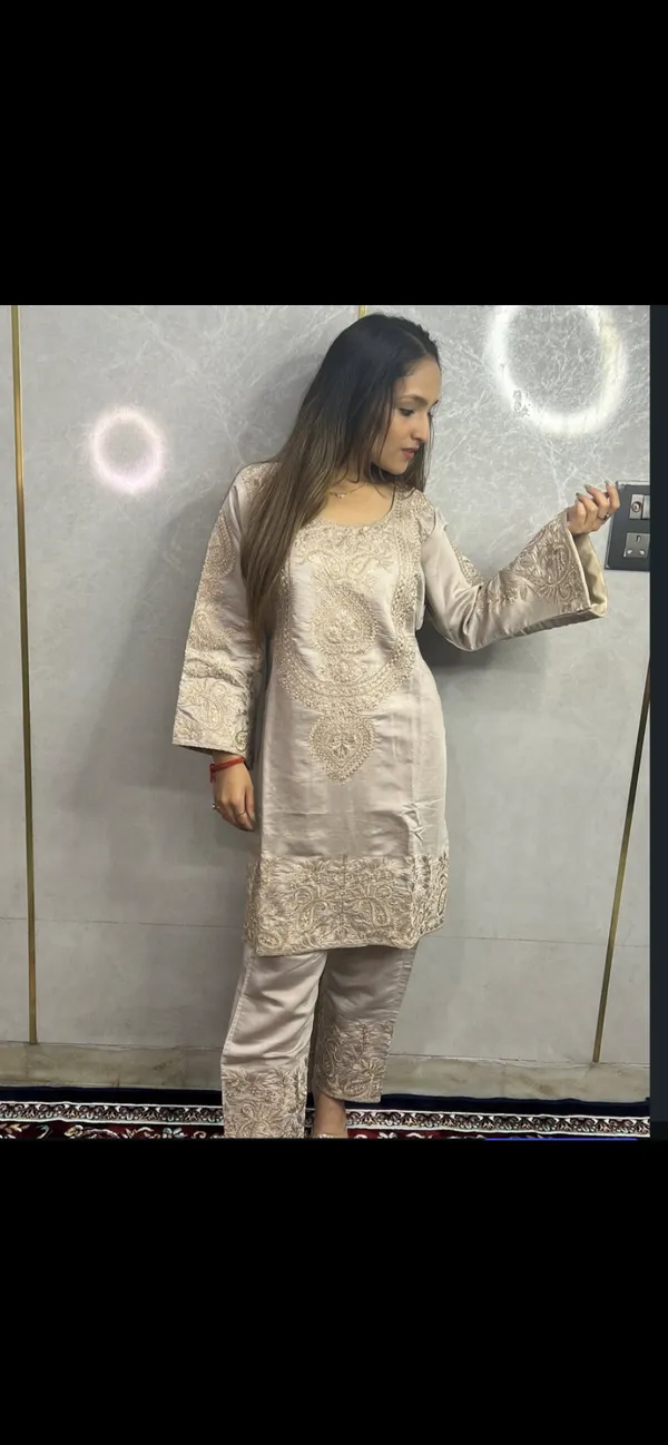 Beige_Crepe_Kurta_Set_For_Women